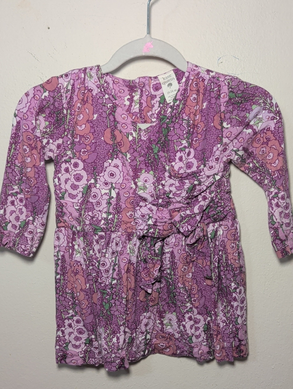 Kate Quinn Long Sleeve Floral Ballerina Dress Pink Purple Bamboo Size 18-24M